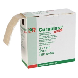 Curaplast sensitiv: 2×4 cm (1 rolka=250 náplastí)